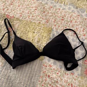 Bright swimwear triangle Black Bikini Top